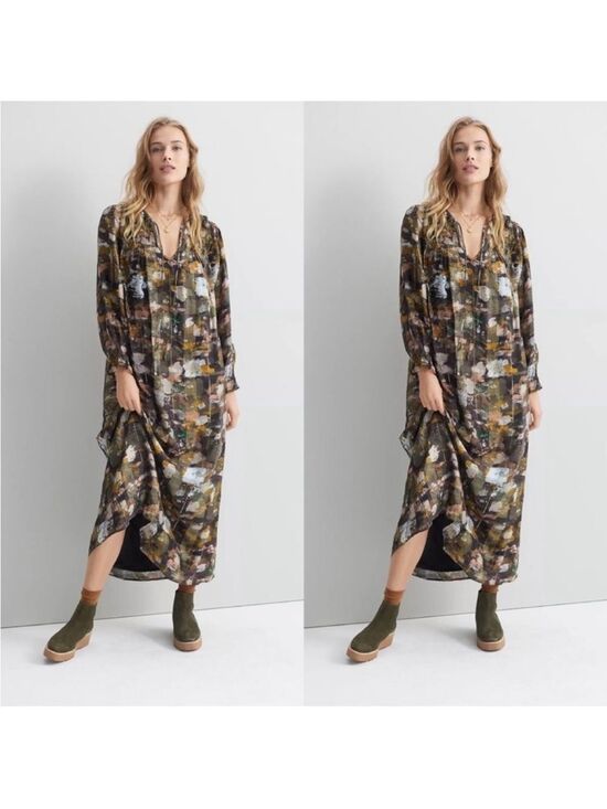 Anthropologie Dresses & Skirts - Anthropologie XS Blair Green Shimmer Long Sleeve Maxi Dress